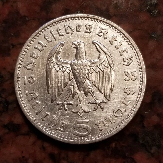 1935-F Germany 5 Reichsmark Coin .900 Silver - High Grade - #B0926