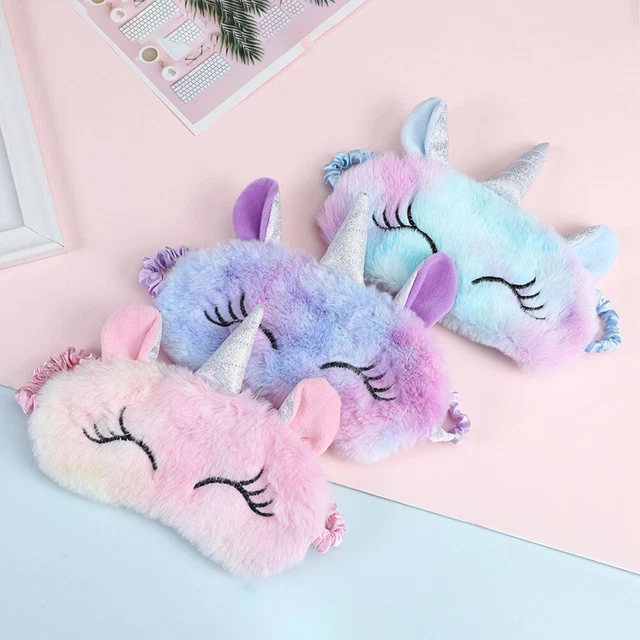 Einhorn Schlafmaske Augenmaske Schlafbrille Weich Augenbinde Plüsch 19,5x8,5cm ❤