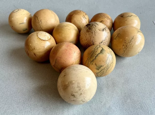 Lot de 12 boules de billard anciennes - XIXe siècle napoleon 3 2