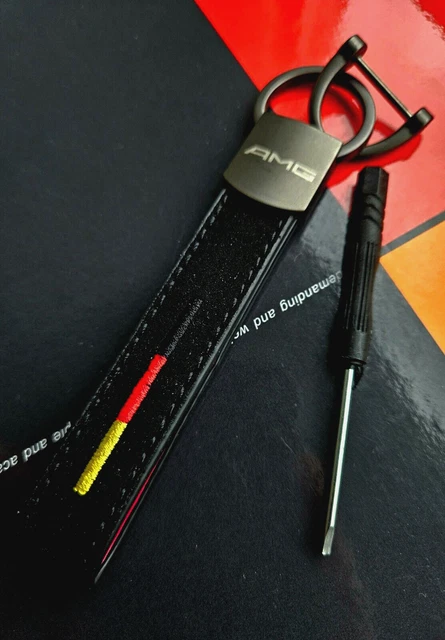 Porte-clés AMG Mercedes – Mélange Cuir/Alcantara, Logo AMG Brodé, Pour Fans De La Marque
