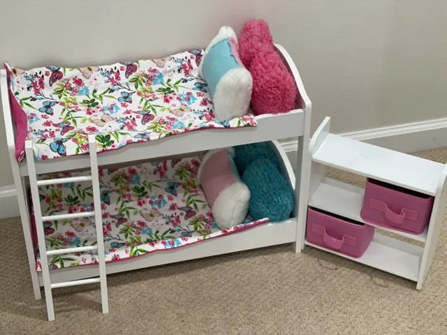 Doll Bunk Bed for 18 Inch Dolls Complete with Linens, American Girl