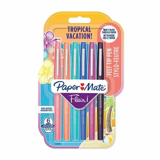 Paper Mate Flair Felt Tip Pens, Med 0.7mm, Tropical Vacation