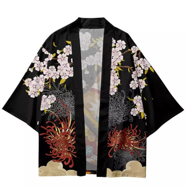 Men Loose Kimono Yukata Coat Jacket Japanese Retro Tops Cardigan Outwear Thin