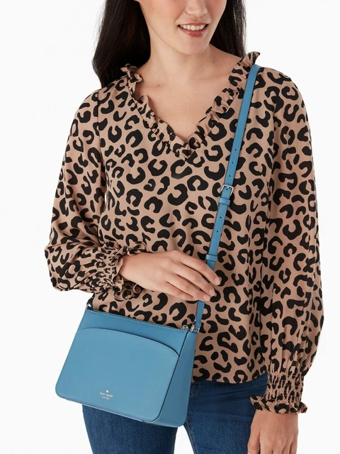 KATE SPADE ADEL Niagara Blue Leather Crossbody WKRU6725 Handbag