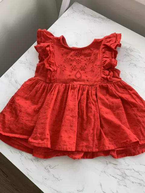 Baby Girl Toddler Next Red Frilly Short Sleeve Lined Top - Age 18-24M