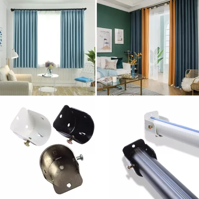 1/2Pcs Heavy Duty Iron Curtain Rod Pole Wall Bracket Drapery Hook Holder Support