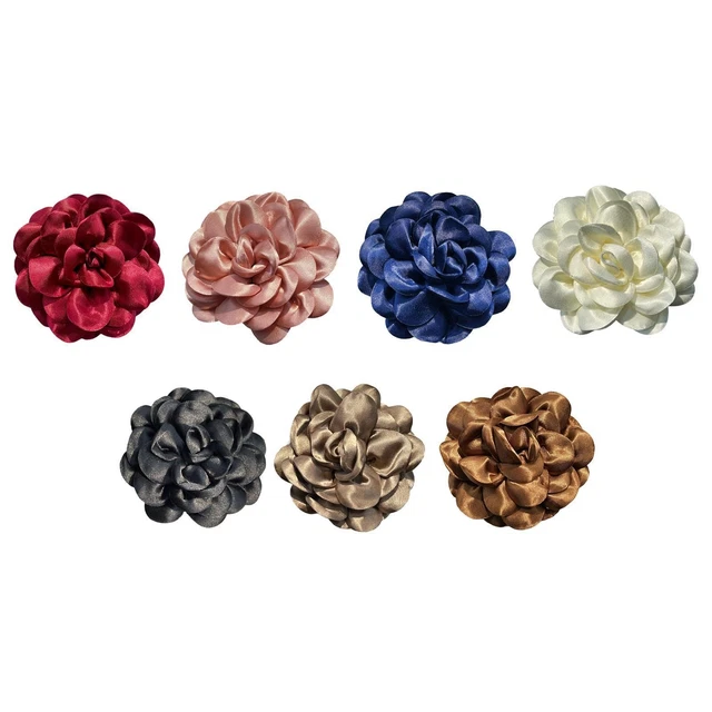 Broche Pince à Cheveux Fleur Ronde En Satin Rose Fuchsia Avec Perle Blanche - Neuf Sans Emballage