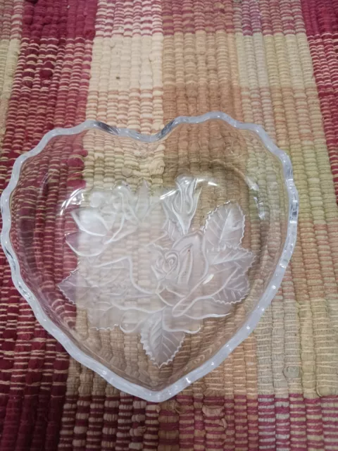 Heart Shaped Nut Dish with Frosted Rose in center