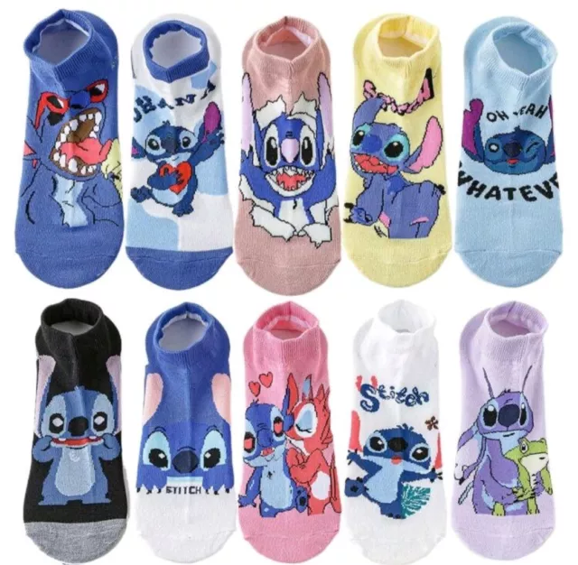 Lilo And Stitch Womens Socks, 10 Pairs Ladies Socks Trainers Stitch Disney Gift