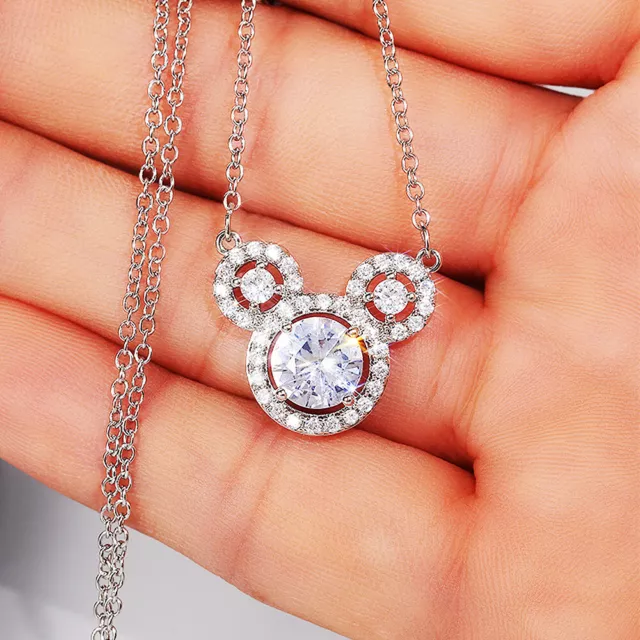 Round Cut Cubic Zircon Women Wedding Jewelry Cute 925 Silver Necklace Pendant