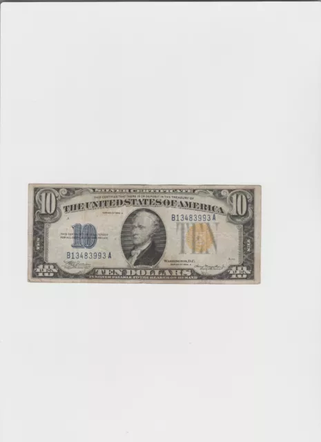 1934-A $10 North Africa WWII Emergency Issue Silver Certificate BA Block