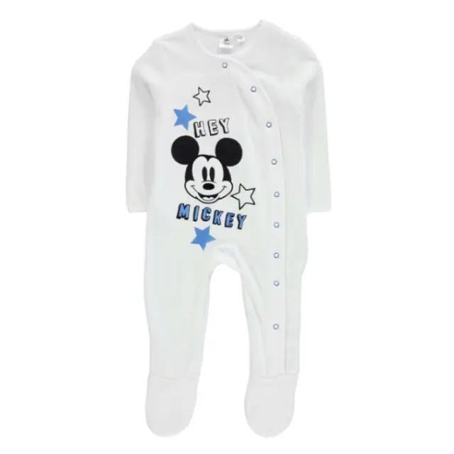 DISNEY BABY pyjama velours bébé MICKEY 0-3 / 6-9 ou 12-18 mois blanc NEUF