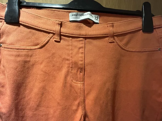 2 x (due paia) leggings in denim jersey successivo 12 pantaloni skinny arancioni e rossi 3
