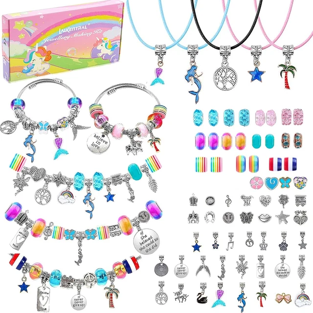 75 piezas kits de fabricación de brazaletes dijes, suministros de fabricación de joyas LauCentral cuentas