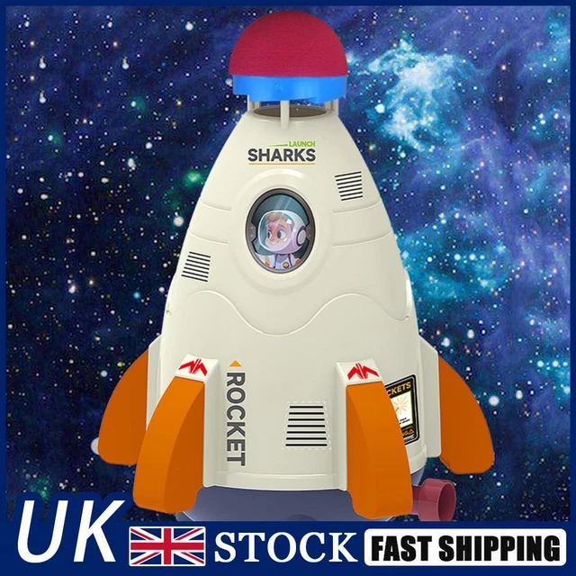 Space Rocket Sprinklers Rotating Water Powered Launcher Summer Fun Toys (White)