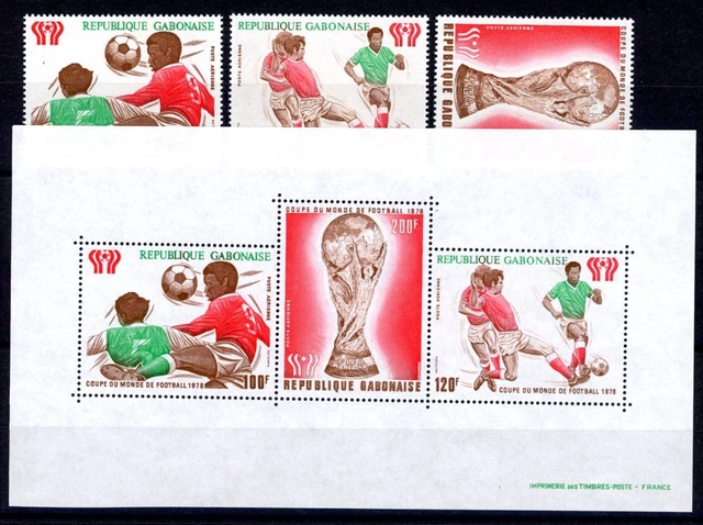 Gabun 666-668 + Bl. 34 postfrisch Fußball WM 1978 #JR991