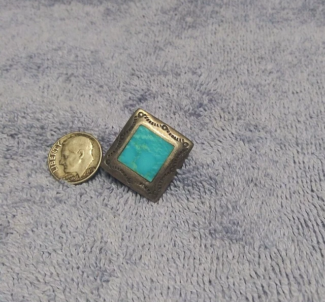 Vintage Sterling Silver Turquoise Pendant Brooch Pin Handcrafted Navajo