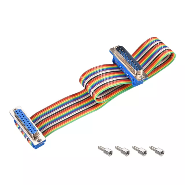 IDC Rainbow Wire Flat Ribbon Cable DB25 M/F Connector 2.54mm Pitch 11.8inch Long