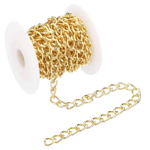 10 Feet Curb Chain, Twisted Cuban Link Chain with Spool, Golden