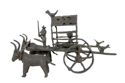 Figure Antique Trolley And Ses Buffaloes Art Tribale Orissa Brass India
