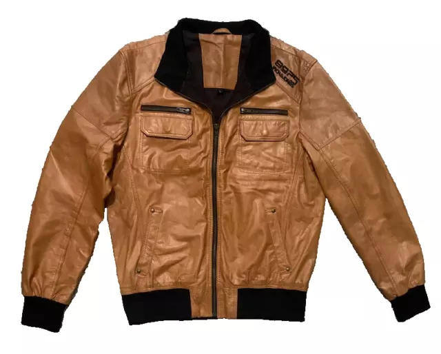 Veste En Cuir Jack & Jones Camel / Marron Taille L En Très Bon État