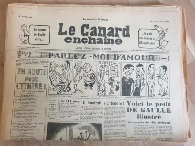 Journal - Le Canard Enchaîné n° 2006 du 1er avril 1959