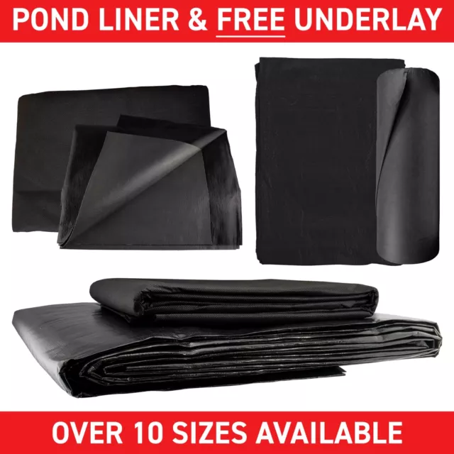 200GSM Pond Liner & FREE UNDERLAY, Heavy Duty Garden Fish Koi Liners, 12 Sizes