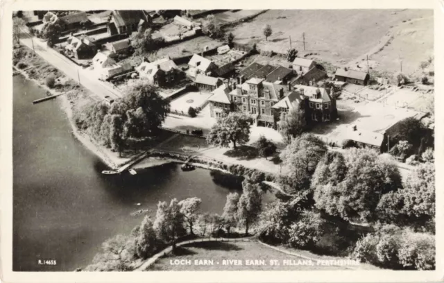 Postcard RPPC Air View Loch Earn St Fillans Perthshire Scotland UK