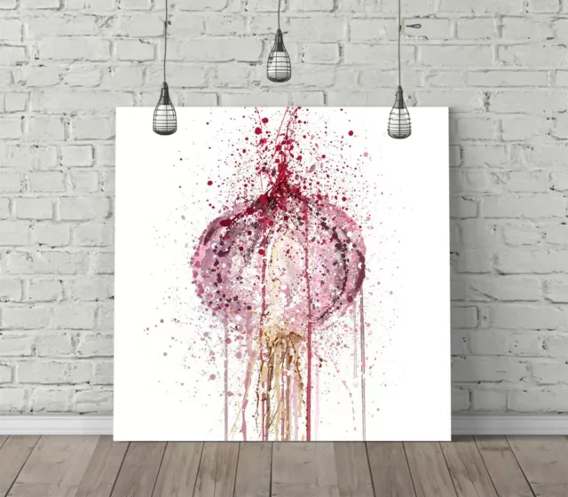 Red Onion Splash Art Square Canvas Wall Art Float Effect/Frame/Poster Print