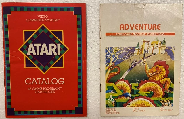 Vintage Atari 2600 Game System Catalog from 1982 +Adventure Instruction booklet 
