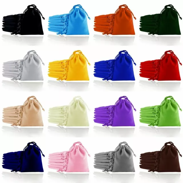 Velvet Jewellery Gift Bags Wedding Party Drawstring Pouches 5 Sizes 18 Colors