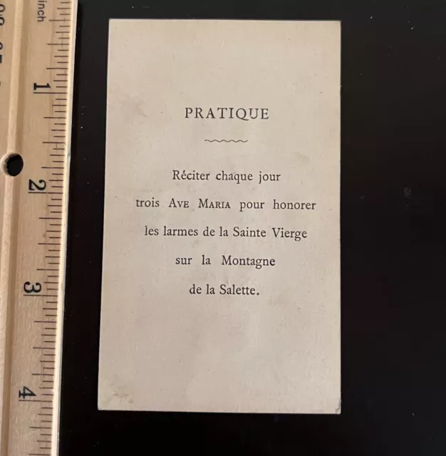 Vintage French Holy Prayer Card Notre-Dame de la Salette, Grenoble -Dried Flower 2