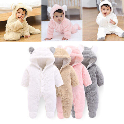 Newborn Baby Boy Girl Kids Bear Hooded Romper Jumpsuit Outfit Clothes Outfits~