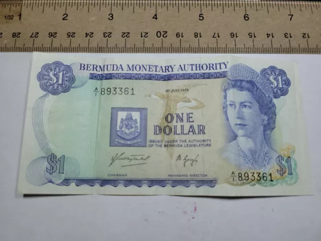 🇧🇲 Bermuda 1 Dollar P-28a P-28   1 July 1975 banknote 081823-2