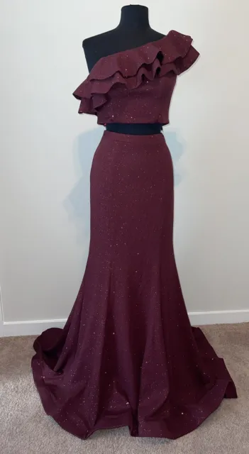 Jovani 66271 Prom Party Pageant Formal Dress 10 Burgundy Red New With Tags