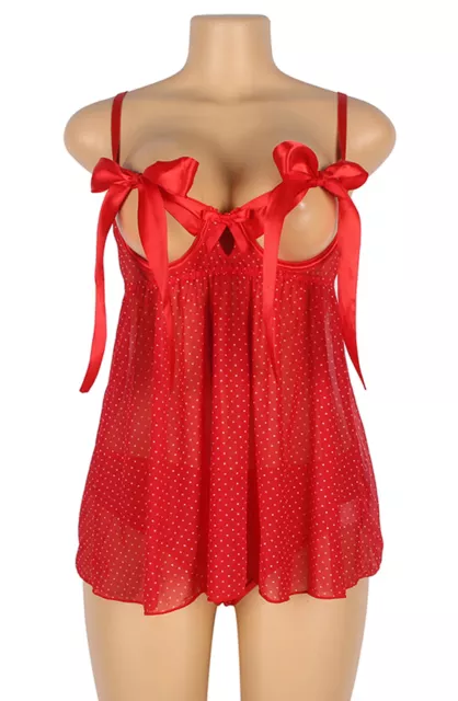 Red Unwrap Me Satin Bow Teddy Lingerie for Holiday Party!