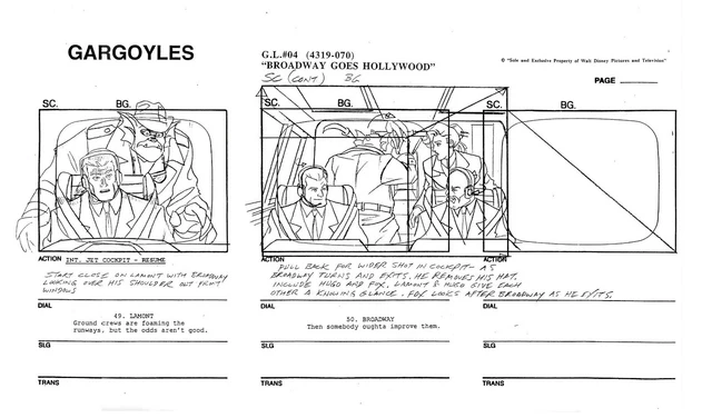 Disney Gargoyles 1994 STORYBOARD PAGE Archival Copy Ep. BROADWAY GOES HOLLYWOOD.