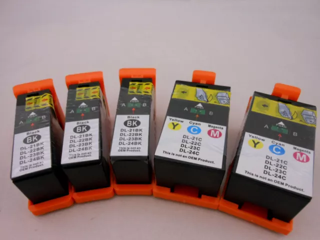 5pK Series 21 22 23 24 Black CLR Ink Cartridge for Dell V715W V515W V313W P713W