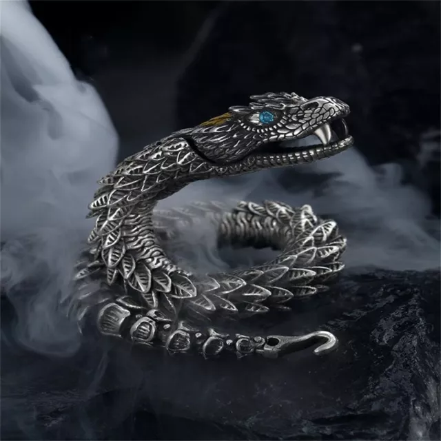 Retro Viking Snake Bracelet Men's Punk Style Bangle Lucky Gift Amulet Jewelry