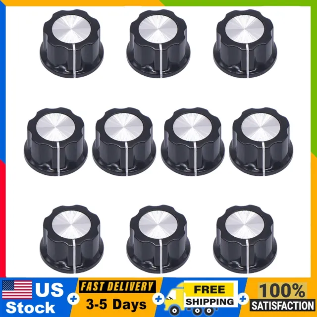 10pcs Silver Tone Top Rotary Switch Knobs for RV 6mm Dia. Shaft, Potentiometer