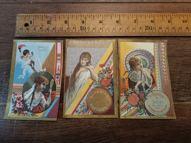 1880s trade cards, J.D. Larkin & Co. Buffalo , N.Y.  Set Of 3 Boraxine (M7)