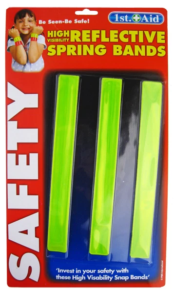 Three  Reflective Fluorescent Hi Viz Snap  Bands School Cycling Safety