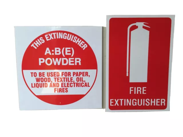20 x Fire Extinguisher Signs 10 X ID ABE Powder Sign and 10 x Location Signs