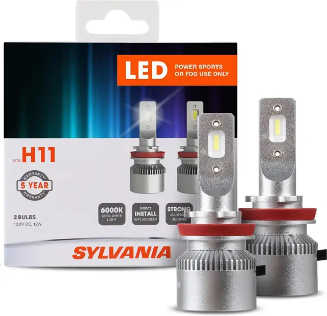 SYLVANIA H11SL.BX2 H11 LED Powersport Headlight Bulbs for Off-Road Use or Fog
