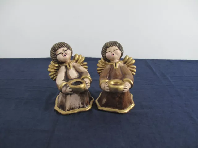 Bozener Engel Thun Keramik Figur Kerzenhalter 2x Weihnachten 19 cm