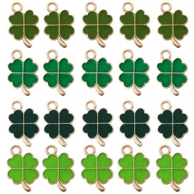 48pcs Alloy Four Leaf Clover Charm Pendants Shamrock Charms  for DIY Crafts