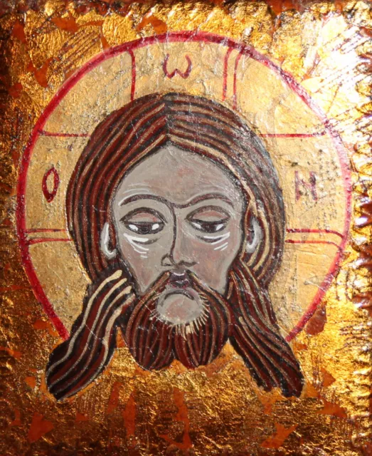 Icono de madera al temple ortodoxo pintado a mano de Jesucristo