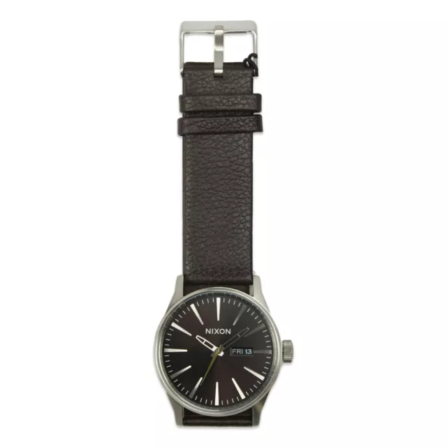 Nixon Mens Sentry Leather Watch Dark Cedar Dark Brown One Size New