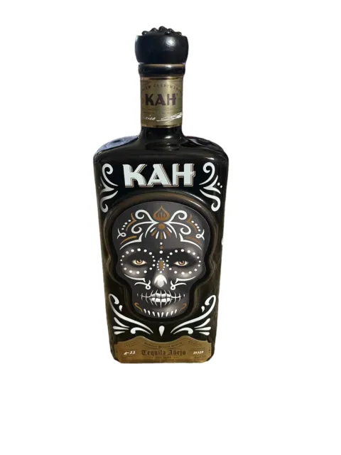KAH Anejo TEQUILA Hand Painted Skull Empty Bottle