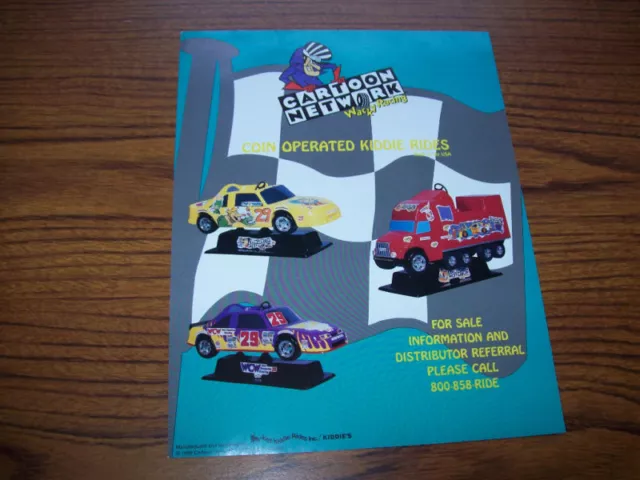 CARTOON NETWORK JUST KIDDIE RIDES FLYER 1996 Vintage Coin-Op Advertising